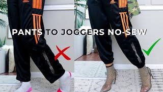 Turn Pants To Joggers NoSew  Styling  Way Too Easy [upl. by Kulda45]