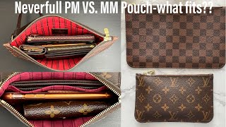 Louis Vuitton Neverfull MM VS PM Pouch Review What fits How to use them [upl. by Jasik802]