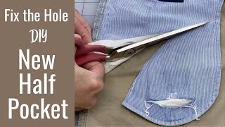 How to Repair Holes in Pant Pocket  DIY Add New half Pocket [upl. by Romeo]