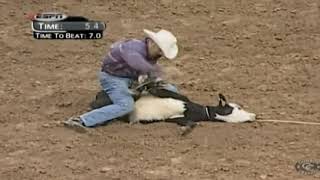 Cody Ohl NFR Arena Record  65 secs ESPN broadcast [upl. by Nosrettap]