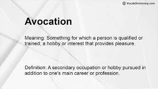 Avocation Meaning [upl. by Arodoeht81]