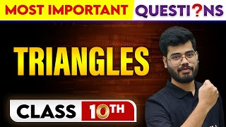 TRIANGLES  Most Important Questions  Class10th [upl. by Naejamron]