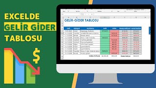 EXCELDE GELİR GİDER TABLOSU YAPIMI  2020  EXCEL 751 [upl. by Bull901]