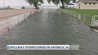 Spillway Overflowed In Okoboji [upl. by Ahsiekyt631]