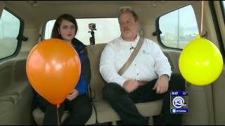 Floating helium balloon in a moving car [upl. by Blondelle]