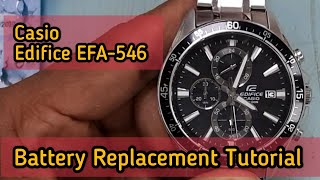 Casio edifice EFA546 Battery Replacement Tutorial  Watch Repair Channel [upl. by Reiko]