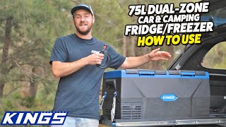 Adventure Kings 75L DualZone Portable Car amp Camping FridgeFreezer  How to Use [upl. by Ynatterb599]