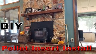 Pellet Stove Insert Installation  Self Install  DIY [upl. by Ymmit967]