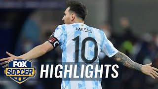 Lionel Messi buries unreal free kick dazzles in Argentinas 30 win  2021 Copa América Highlights [upl. by Odarbil528]