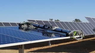 Robotic Solar Panel Cleaner Demonstration At UC Davis Solar Farm [upl. by Florian]