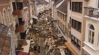 Germany floods Drone footage captures devastation in German town [upl. by Jacobsohn]