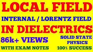 LOCAL FIELD IN DIELECTRICS  INTERNAL FIELD  LORENTZ FIELD  SOLID STATE PHYSICS  WITH EXAM NOTES [upl. by Thury]