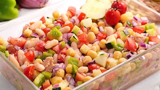 Ensalada de Garbanzos muy Rápida Fácil y Fresquita [upl. by Kcirad537]