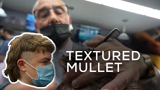 Textured Mullet Haircut  New York Barbers [upl. by Airamak]