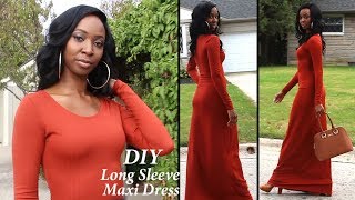 DIY Long Sleeve Maxi Dress Easy Step by Step [upl. by Cattima]