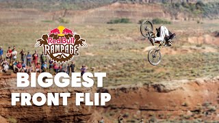 Tom Van Steenbergen Attempts The Biggest Front Flip Ever  Red Bull Rampage 2014 [upl. by Cherida443]