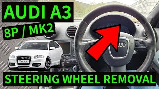 AUDI A3 8P  How To Remove Steering Wheel Removal Replacement 20042012 [upl. by Akeim625]