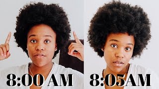 QUICK NATURAL HAIR MORNING ROUTINE How I Refresh  Moisturize My Afro [upl. by Heins795]