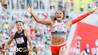 Gabby Thomas runs 2nd fastest 200m EVER Felix 5th in Olympic trials final  NBC Sports [upl. by Edlitam]