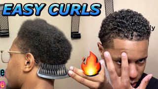 AFRO TO CURLS  MENS CURLY HAIR ROUTINE  How To Make Hair Curly [upl. by Anwahsar]