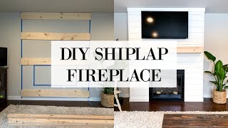 DIY SHIPLAP FIREPLACE  WALL TRANSFORMATION [upl. by Llenoj]