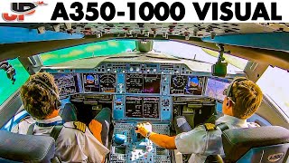 AIRBUS A3501000 Hand Flown Visual Approach into Caribbean [upl. by Ttenna]