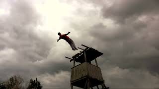 Dominik Sky  Insane Backflip From a Watchtower 7m 23 feet HD [upl. by Hnilym]