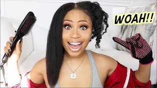 STRAIGHTEN IN 5 MINS  Trying Straightening Brush on Natural Hair [upl. by Elson]