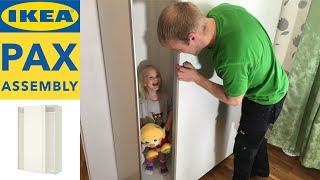 IKEA PAX Wardrobe Assembly with IKEA HASVIK Sliding Doors [upl. by Naruq369]