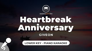 Heartbreak Anniversary  Giveon Lower Key  Piano Karaoke [upl. by Ahsatin524]