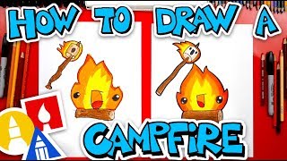 How To Draw A Funny Campfire And Marshmallow [upl. by Swinton]