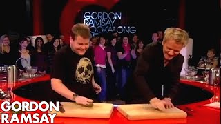 James Corden Tells Gordon Jamie Oliver Taught Him To Cook  Gordon Ramsay [upl. by Cheria]