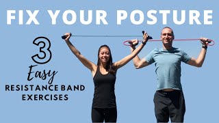 Fix Your Posture with 3 Easy Resistance Band Exercises [upl. by Addiego]