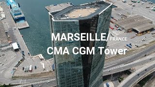 CMA CGM Tower Marseille  Drone Flight [upl. by Leumek]