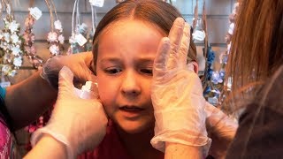 9 Year Old Gets Her Ears Pierced At Claires [upl. by Callahan475]