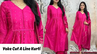 New Yoke A Line Kurti Cutting And Stitching Yoke Kurti DesignTrendy Kurti DesignPleated Kurti [upl. by Yojenitsirk902]