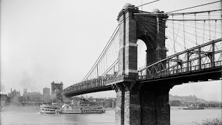 Oldest Bridge on the Ohio River Roebling Suspension Bridge Cincinnati Ohio [upl. by Hadwin777]