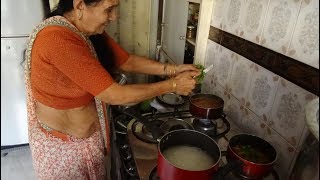 My 77 Year old Mumbai Aunty sharing her Potato amp Peas Curry Recipe cooked in her one room apartment [upl. by Yelkcub]