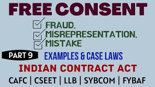 Fraud  Misrepresentation  Mistake  Free Consent  Indian Contract Act  Caselaws  Example [upl. by Cristy966]