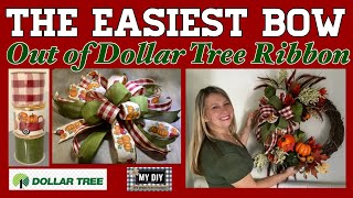 Dollar Tree Ribbon Bow Tutorial DIY  Bestie Bow  BEAUTIFUL amp EASY BOW 🎀 [upl. by Carolynn]