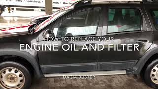 Dacia Duster  Engine oil and filter change DIY [upl. by Eiba]