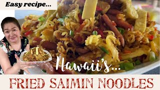 Fried Saimin Noodles recipe  Hawaii’s Ono Food  Easy recipe  Hawaiian food [upl. by Arahc]