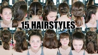 15 Heatless Hairstyles for SHORT hair BACK TO SCHOOL [upl. by Ahtiekahs411]