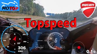 Ducati Panigale V4  TOPSPEED on AUTOBAHN  GPS 306 kmh [upl. by Nilreb]