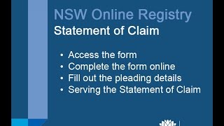 NSW Online Registry  Statement of Claim [upl. by Eerok]