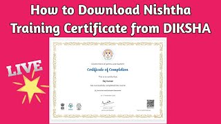 How to Download NISHTHA Training Certificate from Diksha [upl. by Pillsbury807]