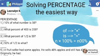 Solving PERCENTAGE the easiest and simplest way CSE LET MATH [upl. by Yenohtna]