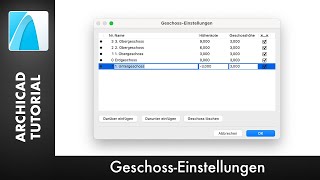 GeschossEinstellung 3D  ARCHICAD 20 Tutorial Deustch [upl. by Kolosick515]