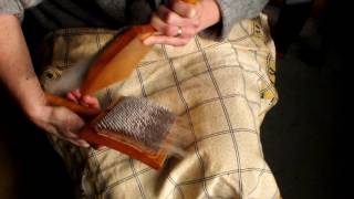 Hand carding wool [upl. by Ulah]