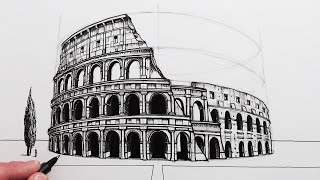 How to Draw The Colosseum in Perspective [upl. by Getraer869]